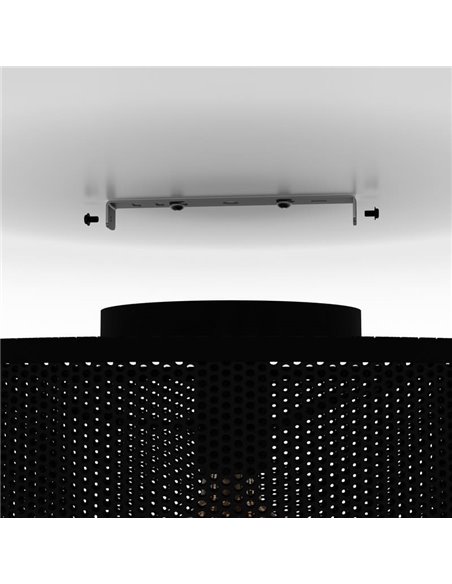 Plafón de Techo industrial MANBY de Metal Expandido Negro, E27