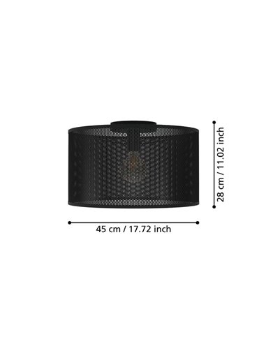 Plafón de Techo industrial MANBY de Metal Expandido Negro, E27