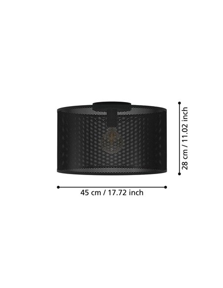 Plafón de Techo industrial MANBY de Metal Expandido Negro, E27