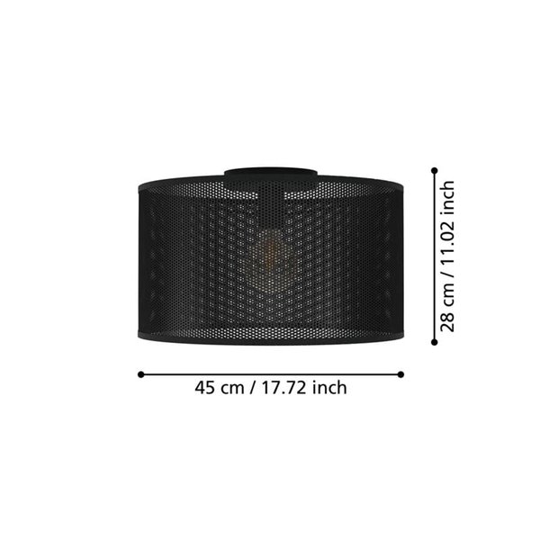 Plafon industrial MANBY em metal expandido preto, E27