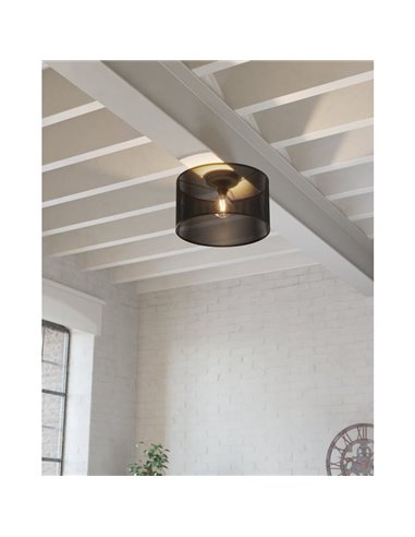 Plafón de Techo industrial MANBY de Metal Expandido Negro, E27