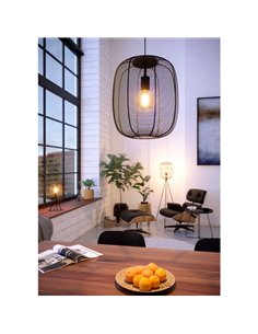 Lámpara de Techo Industrial Colgante RINROE de Metal Alambre Negro, E27 2