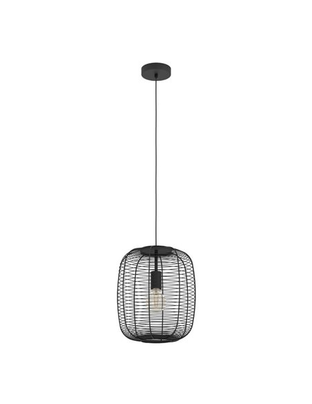 Lámpara de Techo Industrial Colgante RINROE de Metal Alambre Negro, E27