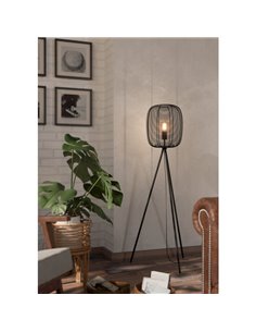 Lámpara de Pie Industrial con pata trípode RINROE de Metal Alambre Negro, E27 2