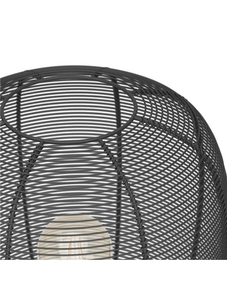 Lámpara de Pie Industrial con pata trípode RINROE de Metal Alambre Negro, E27