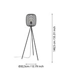 Lámpara de Pie Industrial con pata trípode RINROE de Metal Alambre Negro, E27