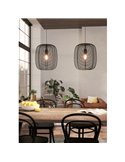 Lampe à suspension industrielle avec 2 abat-jour en fil métallique noir RINROE, 2XE27