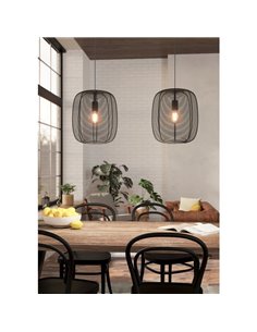 Lámpara Colgante Industrial con 2 pantallas RINROE de Metal Alambre Negro, 2XE27 2