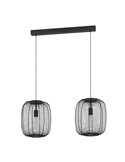 Lampe à suspension industrielle avec 2 abat-jour en fil métallique noir RINROE, 2XE27