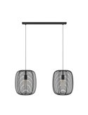 Lampe à suspension industrielle avec 2 abat-jour en fil métallique noir RINROE, 2XE27