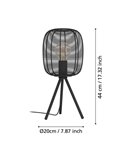 Lámpara de Sobremesa industrial de trípode RINROE de metal alambre negro, E27