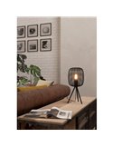 Lampe de table industrielle trépied RINROE en fil métallique noir, E27