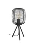 Lampe de table industrielle trépied RINROE en fil métallique noir, E27