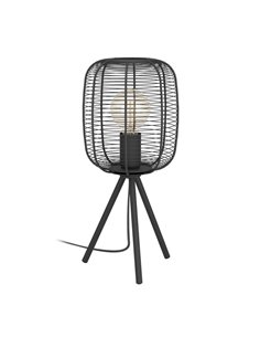 Lampe de table industrielle trépied RINROE en fil métallique noir, E27