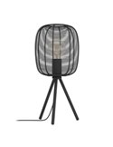 Lampe de table industrielle trépied RINROE en fil métallique noir, E27