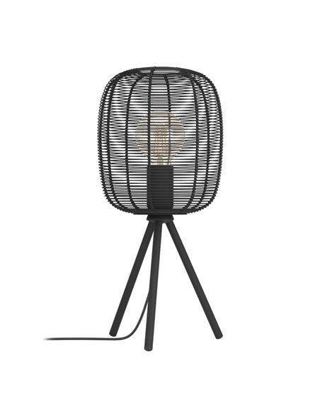 Lámpara de Sobremesa industrial de trípode RINROE de metal alambre negro, E27