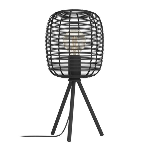 Lámpara de Sobremesa industrial de trípode RINROE de metal alambre negro, E27