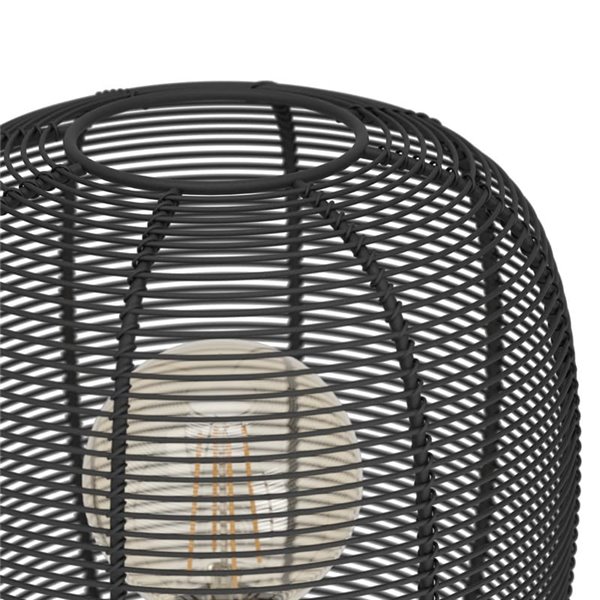 Candeeiro de mesa com tripé industrial RINROE feito de fio de metal preto, E27