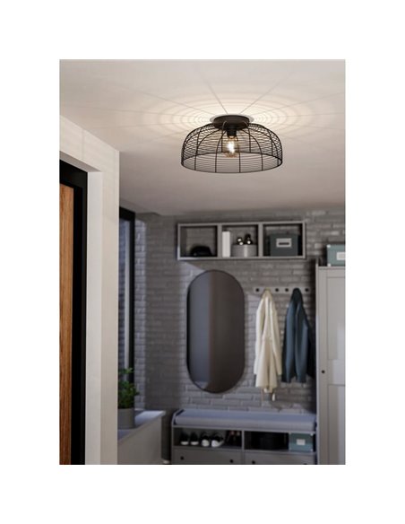 Plafonnier en fil noir de style industriel RINROE, E27