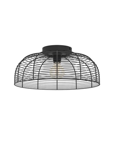 Plafon estilo industrial RINROE em fio preto, E27