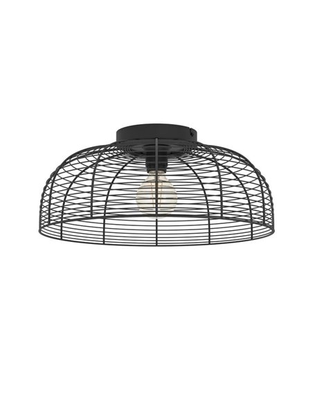 Plafon estilo industrial RINROE em fio preto, E27