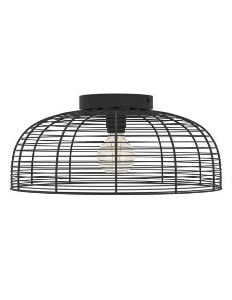 Plafonnier en fil noir de style industriel RINROE, E27