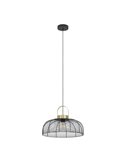 Lámpara de Techo redonda Colgante ROUNDHAM, tipo Industrial, Metal Negro y Latón Ø450mm, E27