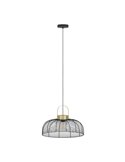 Lámpara de Techo redonda Colgante ROUNDHAM, tipo Industrial, Metal Negro y Latón Ø450mm, E27