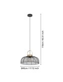 Lámpara de Techo redonda Colgante ROUNDHAM, tipo Industrial, Metal Negro y Latón Ø450mm, E27