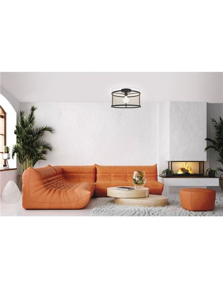 Candeeiro de teto estilo moderno DELLOW metal latão e preto, E27