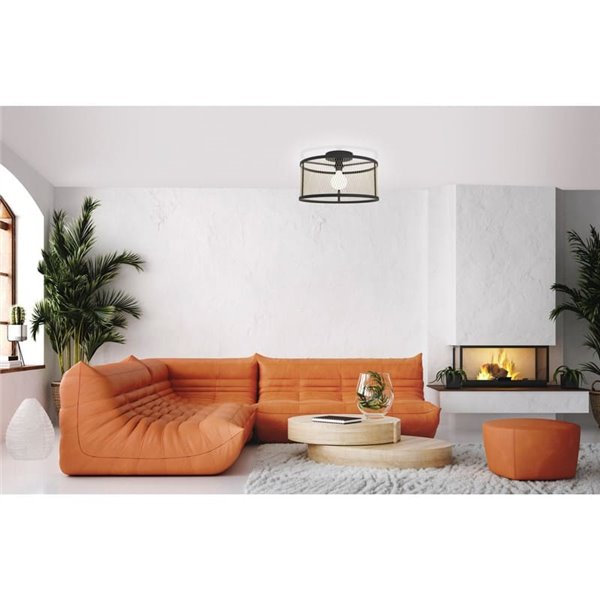 Plafonnier de Style Moderne DELLOW en Métal Laiton et Noir, E27