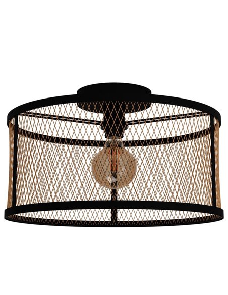  Plafón de Techo Estilo Moderno DELLOW Metal Latón y Negro, E27