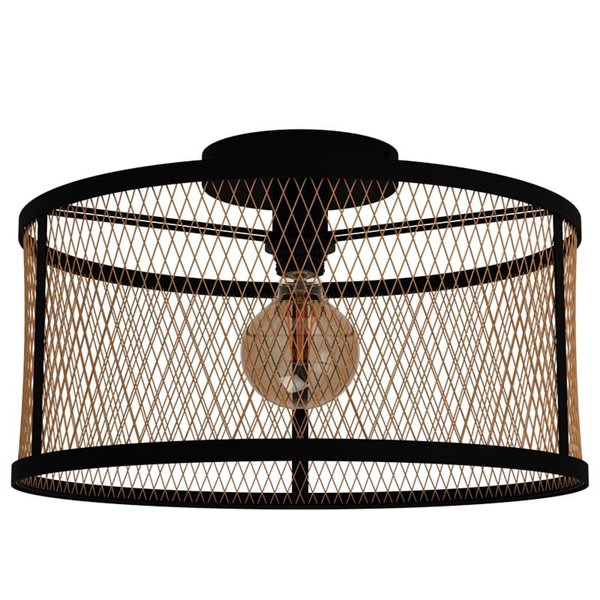 Candeeiro de teto estilo moderno DELLOW metal latão e preto, E27