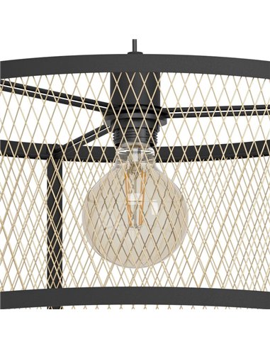 Lámpara de Techo Colgante DELLOW de Latón Cepillado y Negro, E27