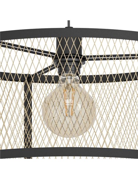 Lámpara de Techo Colgante DELLOW de Latón Cepillado y Negro, E27