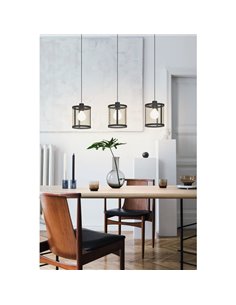 DELLOW Suspension Triple Laiton Brossé et Noir, 3xE27 2