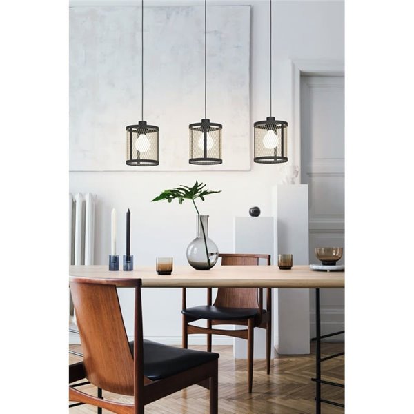 Lámpara de Techo Colgante Triple DELLOW Latón Cepillado y Negro, 3xE27