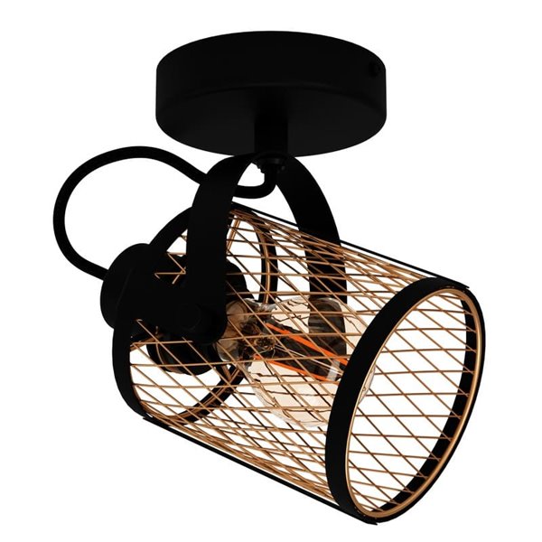 Aplique de parede e teto DELLOW em latão escovado e preto, E27