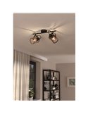 Regleta de Focos Doble Estilo Moderno DELLOW Latón Cepillado y Negro, 2xE27