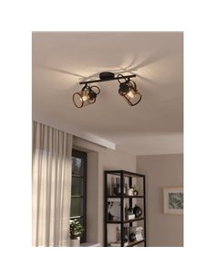 Regleta de Focos Doble Estilo Moderno DELLOW Latón Cepillado y Negro, 2xE27 2