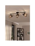 Regleta de Focos para 3 Luces, estilo Moderno DELLOW Latón Cepillado y Negro, 3XE27