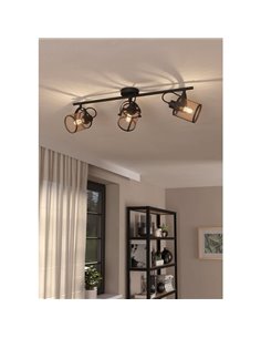 Regleta de Focos para 3 Luces, estilo Moderno DELLOW Latón Cepillado y Negro, 3XE27 2