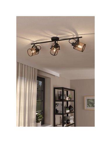 Regleta de Focos para 3 Luces, estilo Moderno DELLOW Latón Cepillado y Negro, 3XE27