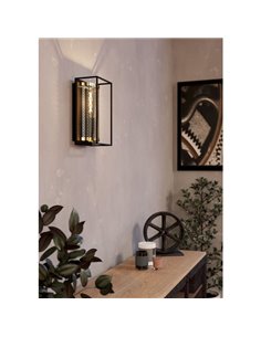 Aplique de Pared Estilo Industrial NOHALES de Metal Negro y Latón, E27 2