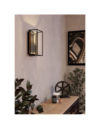 Aplique de Pared Estilo Industrial NOHALES de Metal Negro y Latón, E27