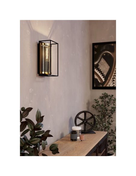 Aplique de Pared Estilo Industrial NOHALES de Metal Negro y Latón, E27