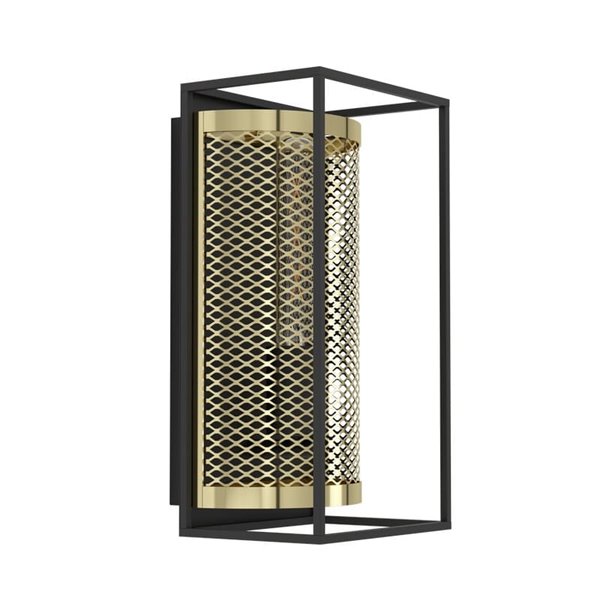 Aplique de parede estilo industrial NOHALES em metal preto e latão, E27