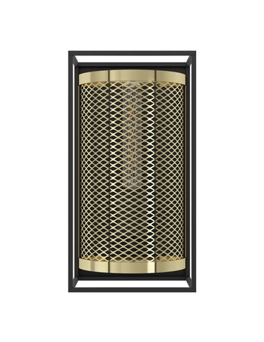 Aplique de parede estilo industrial NOHALES em metal preto e latão, E27