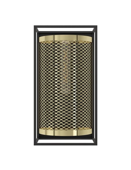 Aplique de Pared Estilo Industrial NOHALES de Metal Negro y Latón, E27