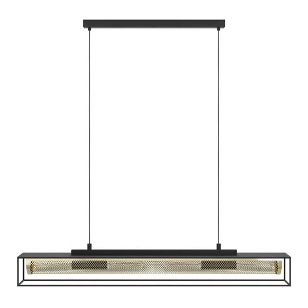 Lámpara de Techo Colgante Industrial NOHALES de Metal Negro y Latón, 4XE27